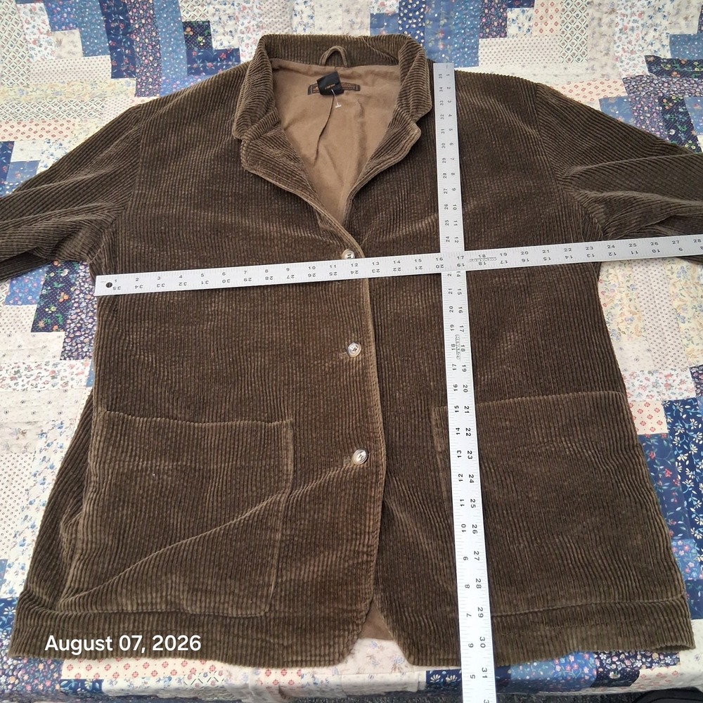 Vintage Eddie Bauer Womens Large Green Corduroy Shawl Collar Chore Coat 90s - Picture 6 of 10
